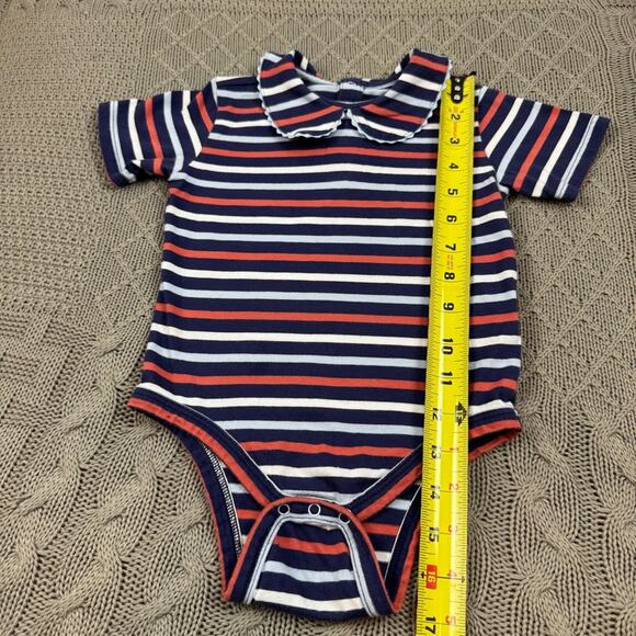 Classic Prep Striped Navy and Red Baby Onesie with Peter Pan Collar - 12/18M - Picture 5 of 13